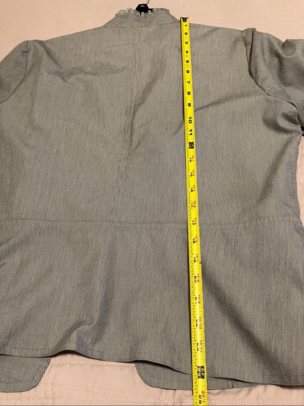 Women's Gray Ruffled Military-Style Jacket - Picture 6 of 6